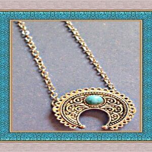 Tibetan Silver & Turquoise Necklace Native Ethnic Tribal Bohemian Western Design